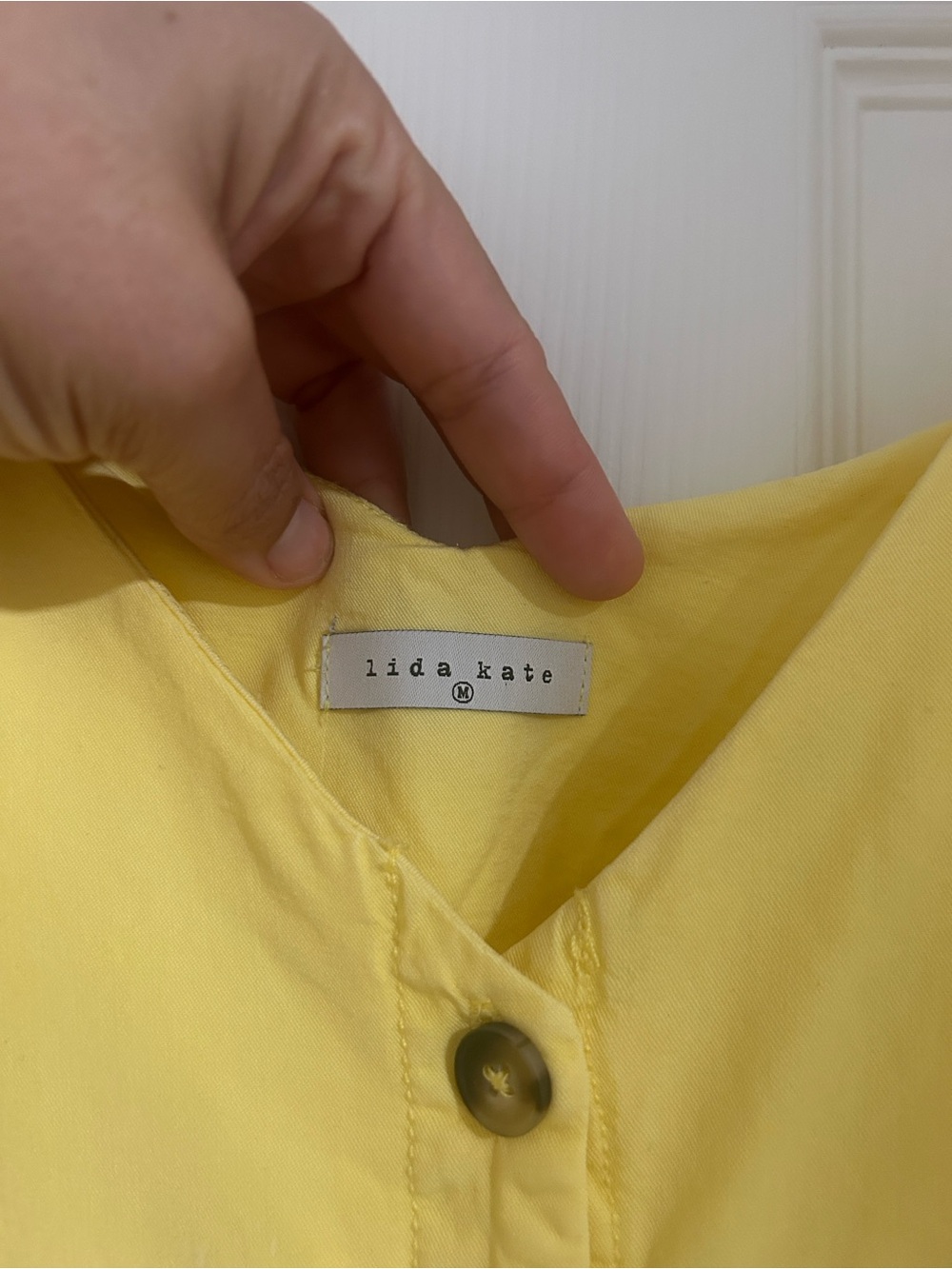 Yellow Button-Front Spaghetti Strap midi dress - Picture 3 of 5